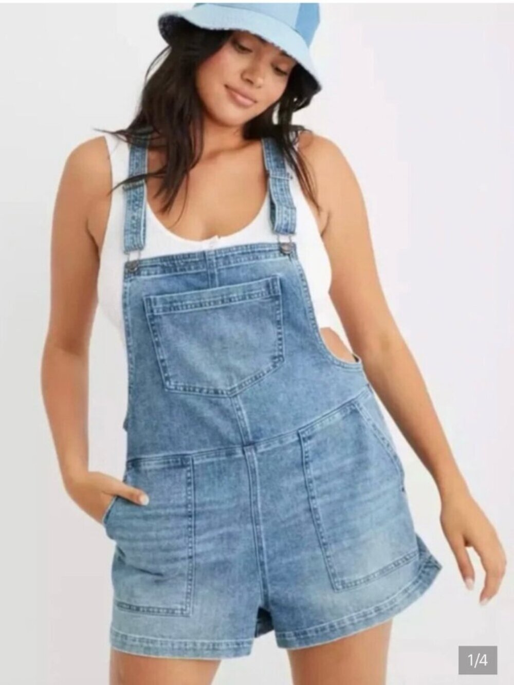 Aerie Short Overalls Denim SIZE XL